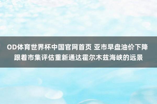 OD体育世界杯中国官网首页 亚市早盘油价下降 跟着市集评估重新通达霍尔木兹海峡的远景