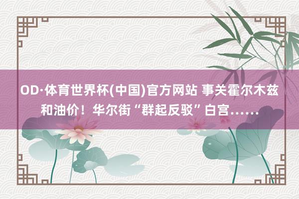 OD·体育世界杯(中国)官方网站 事关霍尔木兹和油价！华尔街“群起反驳”白宫……
