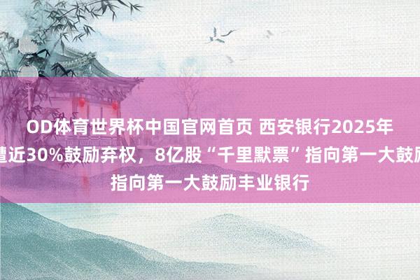 OD体育世界杯中国官网首页 西安银行2025年分成预案遭近30%鼓励弃权，8亿股“千里默票”指向第一大鼓励丰业银行