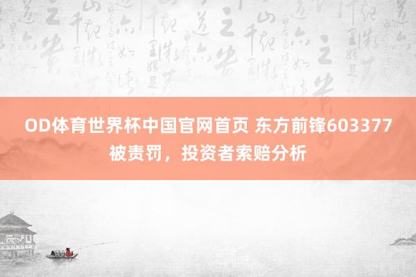 OD体育世界杯中国官网首页 东方前锋603377被责罚，投资者索赔分析