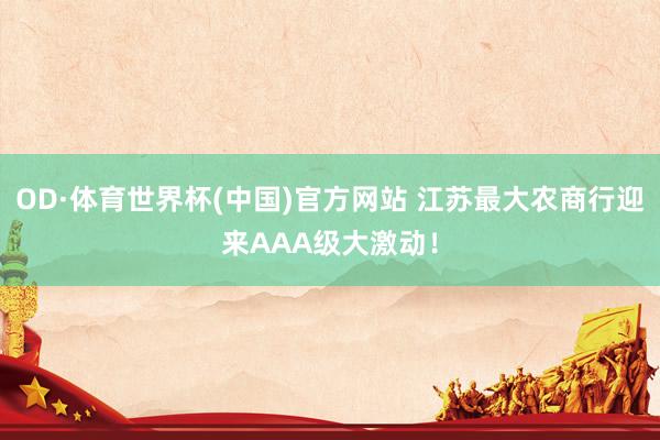 OD·体育世界杯(中国)官方网站 江苏最大农商行迎来AAA级大激动！