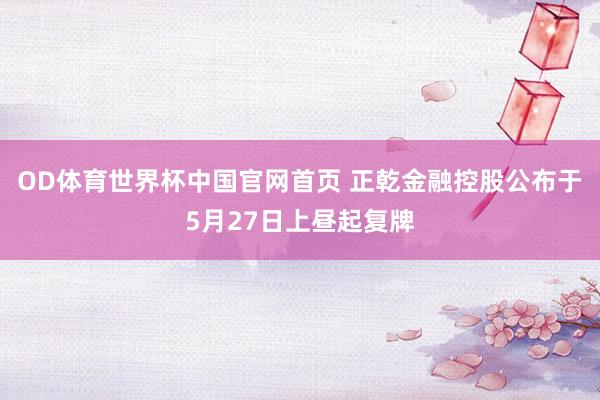 OD体育世界杯中国官网首页 正乾金融控股公布于5月27日上昼起复牌