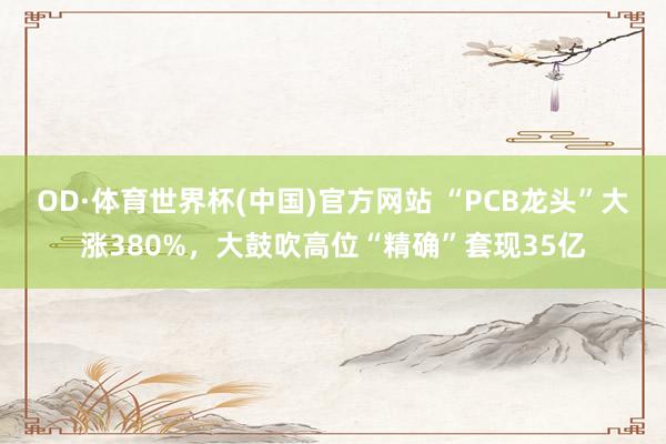 OD·体育世界杯(中国)官方网站 “PCB龙头”大涨380%，大鼓吹高位“精确”套现35亿