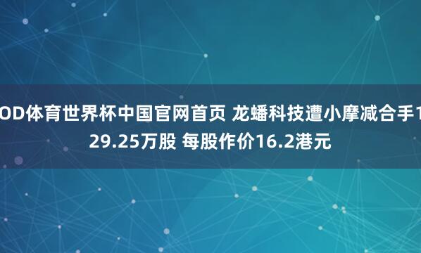 OD体育世界杯中国官网首页 龙蟠科技遭小摩减合手129.25万股 每股作价16.2港元