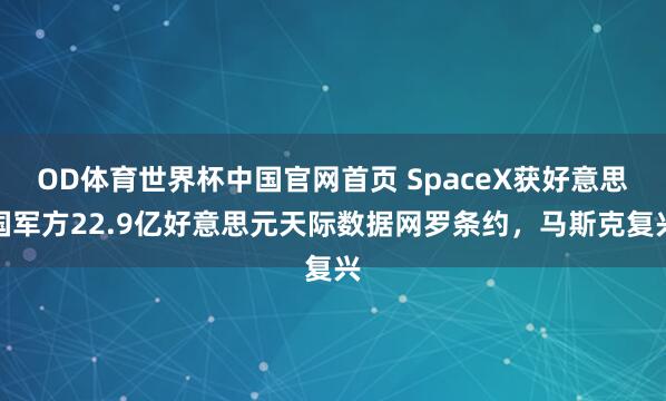 OD体育世界杯中国官网首页 SpaceX获好意思国军方22.9亿好意思元天际数据网罗条约，马斯克复兴