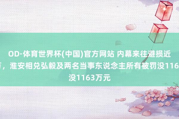 OD·体育世界杯(中国)官方网站 内幕来往避损近900万，淮安相兑弘毅及两名当事东说念主所有被罚没1163万元