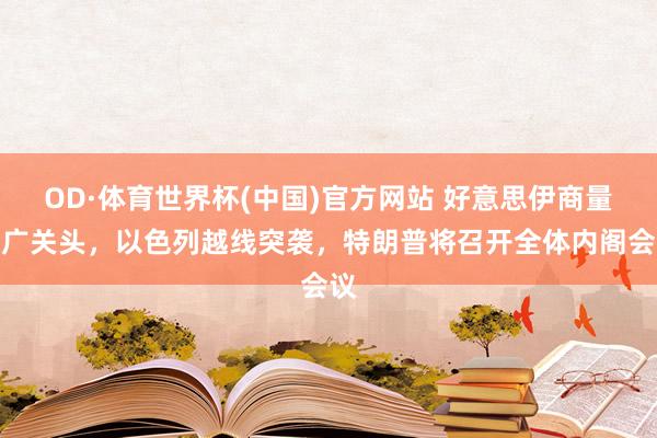 OD·体育世界杯(中国)官方网站 好意思伊商量深广关头，以色列越线突袭，特朗普将召开全体内阁会议
