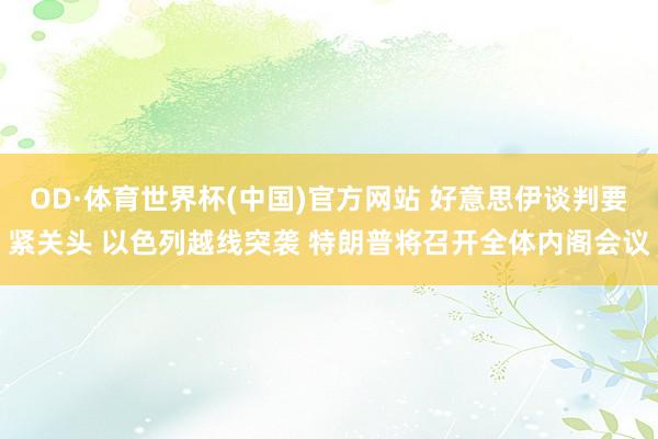 OD·体育世界杯(中国)官方网站 好意思伊谈判要紧关头 以色列越线突袭 特朗普将召开全体内阁会议