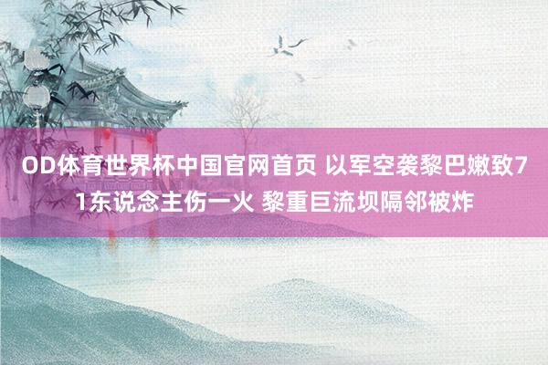 OD体育世界杯中国官网首页 以军空袭黎巴嫩致71东说念主伤一火 黎重巨流坝隔邻被炸
