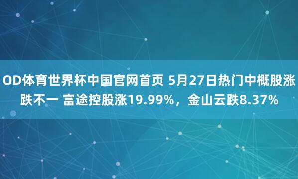 OD体育世界杯中国官网首页 5月27日热门中概股涨跌不一 富途控股涨19.99%，金山云跌8.37%