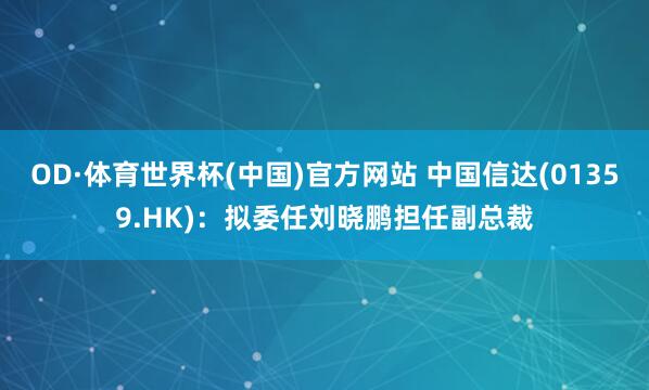 OD·体育世界杯(中国)官方网站 中国信达(01359.HK)：拟委任刘晓鹏担任副总裁