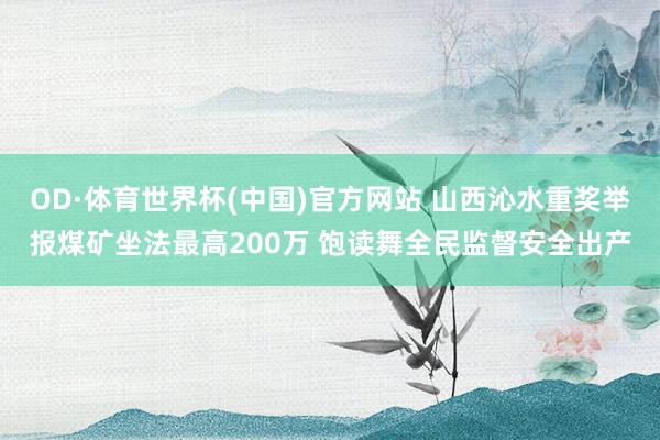 OD·体育世界杯(中国)官方网站 山西沁水重奖举报煤矿坐法最高200万 饱读舞全民监督安全出产