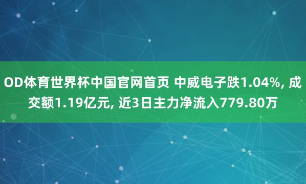OD体育世界杯中国官网首页 中威电子跌1.04%， 成交额1.19亿元， 近3日主力净流入779.80万