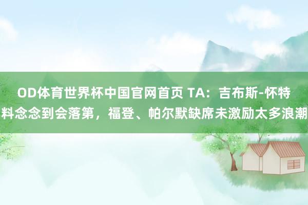 OD体育世界杯中国官网首页 TA：吉布斯-怀特料念念到会落第，福登、帕尔默缺席未激励太多浪潮