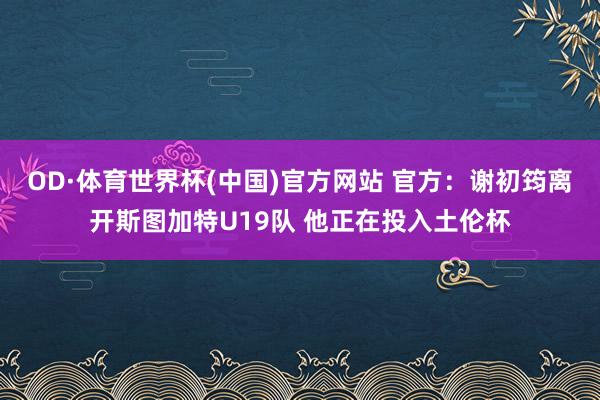 OD·体育世界杯(中国)官方网站 官方：谢初筠离开斯图加特U19队 他正在投入土伦杯