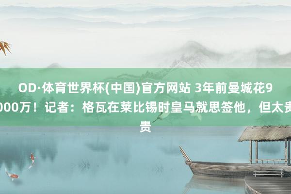 OD·体育世界杯(中国)官方网站 3年前曼城花9000万！记者：格瓦在莱比锡时皇马就思签他，但太贵