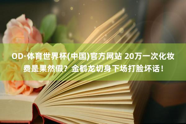 OD·体育世界杯(中国)官方网站 20万一次化妆费是果然假？金鹤龙切身下场打脸坏话！