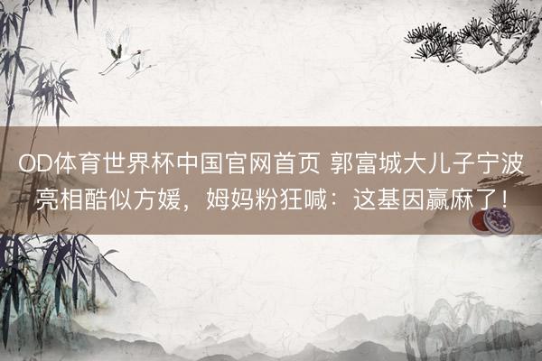 OD体育世界杯中国官网首页 郭富城大儿子宁波亮相酷似方媛，姆妈粉狂喊：这基因赢麻了！