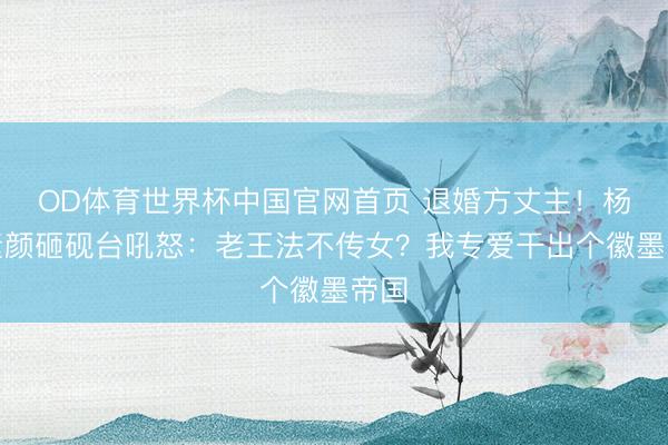 OD体育世界杯中国官网首页 退婚方丈主！杨紫素颜砸砚台吼怒：老王法不传女？我专爱干出个徽墨帝国
