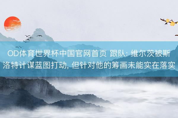 OD体育世界杯中国官网首页 跟队: 维尔茨被斯洛特计谋蓝图打动， 但针对他的筹画未能实在落实