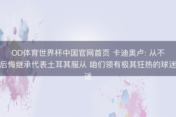 OD体育世界杯中国官网首页 卡迪奥卢: 从不后悔继承代表土耳其服从 咱们领有极其狂热的球迷