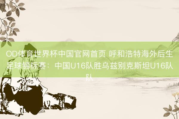 OD体育世界杯中国官网首页 呼和浩特海外后生足球锦标赛：中国U16队胜乌兹别克斯坦U16队