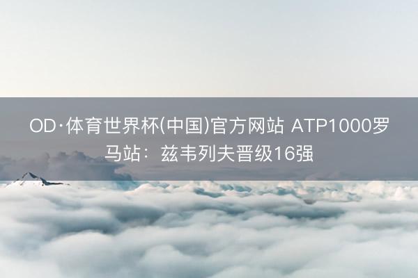 OD·体育世界杯(中国)官方网站 ATP1000罗马站：兹韦列夫晋级16强