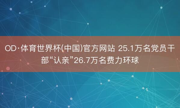 OD·体育世界杯(中国)官方网站 25.1万名党员干部“认亲”26.7万名费力环球