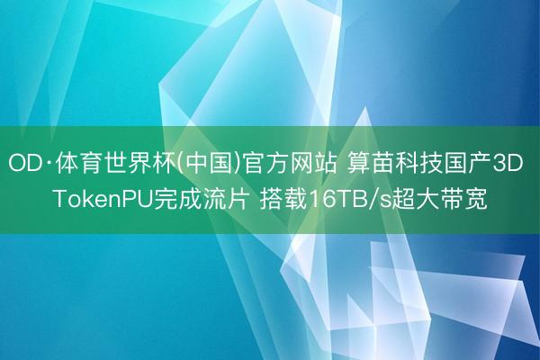 OD·体育世界杯(中国)官方网站 算苗科技国产3D TokenPU完成流片 搭载16TB/s超大带宽