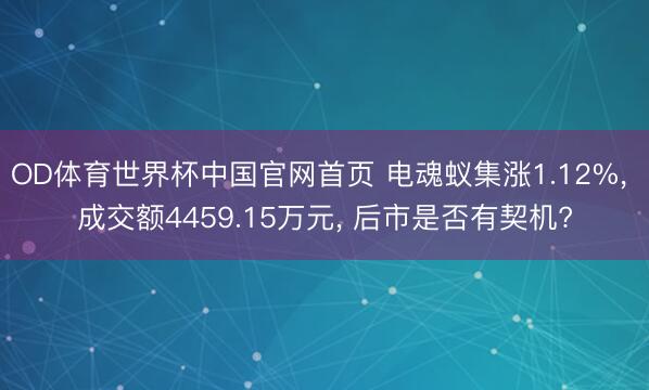 OD体育世界杯中国官网首页 电魂蚁集涨1.12%, 成交额4459.15万元, 后市是否有契机?