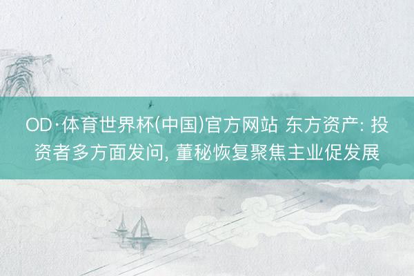 OD·体育世界杯(中国)官方网站 东方资产: 投资者多方面发问, 董秘恢复聚焦主业促发展